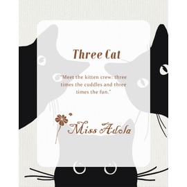 Miss Adola Aesthetic Canvas Tote Bag with Inner Pocket for Women, Cloth Cotton Totes Bag with Pattern for Shopping, Gym, Three Black Cat