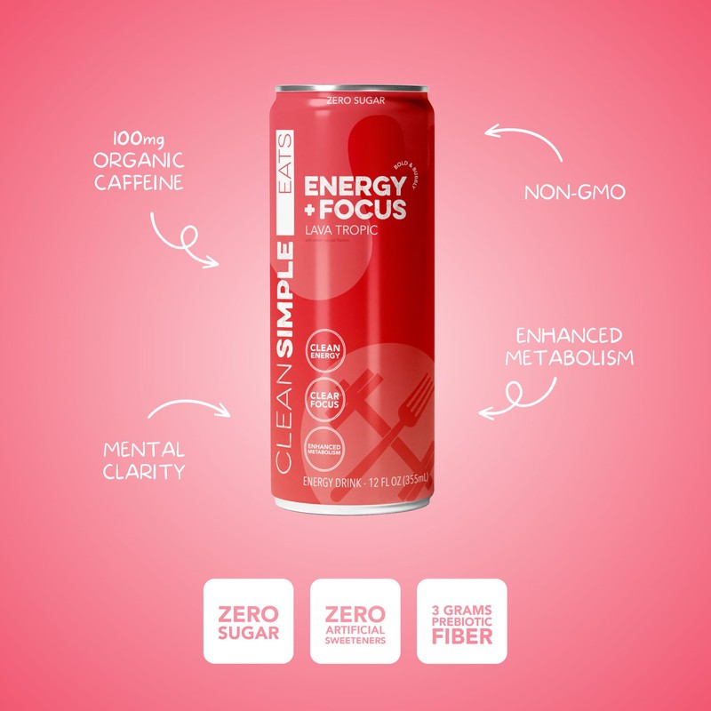 Clean Simple Eats Energy + Focus Drink, Energy Drink With