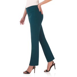 Rekucci Women's Ease Into Comfort Pull-On Straight Pant with Pockets (14 Short, Teal)