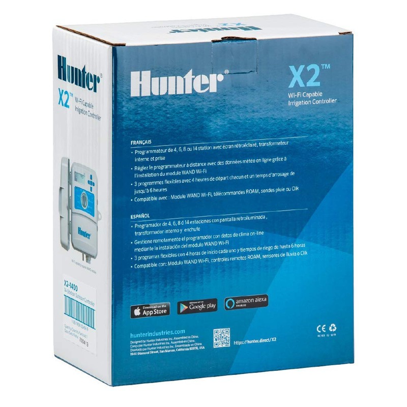 Hunter X2 4 Zone Sprinkler Controller, Outdoor Irrigation Timer for