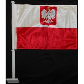 AES White, Red Double Sided Car Flag - Polyester/Nylon, Hand Wash Only, Unisex, General Feature: Double-sided design