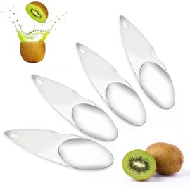 4 Pcs Peeler Kiwi Cutting Spoon Stainless Steel Fruit Opener Kiwi Spoon Fruit Spoon Tool Kiwi Fruit Slicer Fruit Kitchen Helper for Kiwi, Dragon Fruit, Orange Or Other Fruit