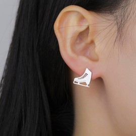TEAMER Cute Ice Skate Stud Earrings Stainless Steel Figure Skating Stud Earrings Skater Earrings Jewelry for Women, Stainless Steel, No Gemstone