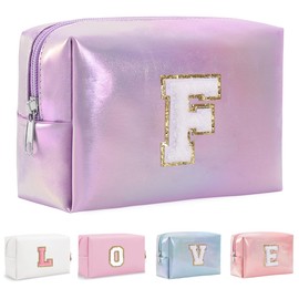 Bhyzdi Birthday Gifts for Women Wife, Travel Makeup Bag Chenille Letter Pouch Cosmetic Bag, Makeup Travel Organizer, Monogrammed Bridesmaid Gifts for Women, Cute Stuff for Teen Girls