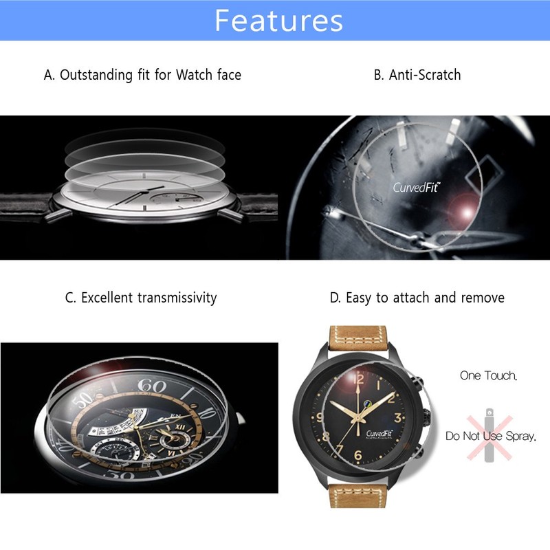 Healingshield Watch Face Protector Guard [Front 3pcs] (43mm(1.69in))