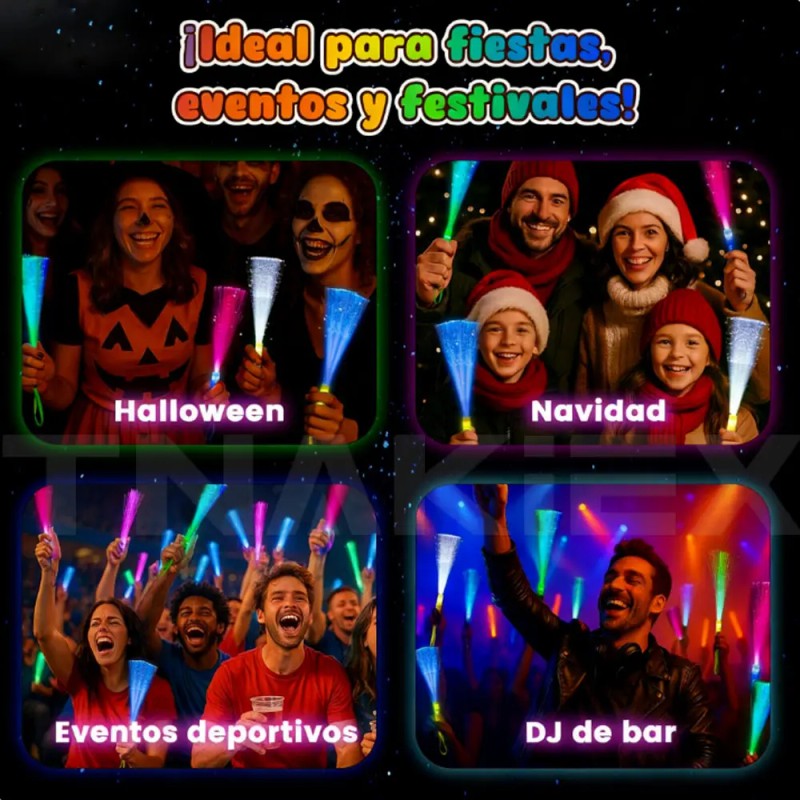 Fiesta Electrónica Varita Fibra Óptica Celebración Neon 28pz