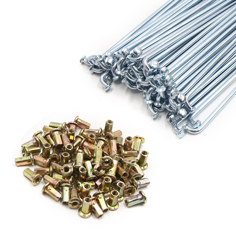 uxcell 72pcs 4mm Thread Diameter Motorcycle Wheel Spokes with Nipples