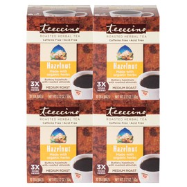 Teeccino Herbal Tea – Hazelnut – Rich & Roasted Herbal Tea That’s Caffeine Free & Prebiotic for Natural Energy, 10 Tea Bags (Pack of 4)