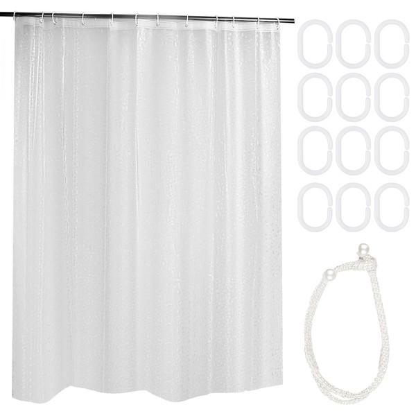 JRJRN 180x200cm Semi Transparent Shower Curtain, 3D Clear Shower Curtain,
