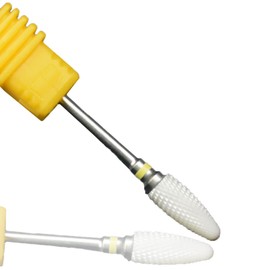 Yellow 2.35 mm Shank Nail Drill Set Cuticle Polishing Bits Corn Head Cylinder Shape Polishing Cutter Bit Fit Electric Drill Rotary Tool Accessories