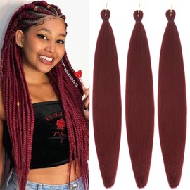 Braiding Hair Pre Stretched Long Braid 30inch 3 Packs Burgundy Braids Hair Extension for Summer Professional Soft Braiding Hair Yaki Texture