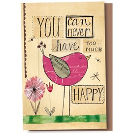 Tree-Free Greetings EcoNotes 12-Count Never Too Happy Blank Notecard Set with Envelopes, All Occasion, Inspirational for Bird Lovers (FS56944)