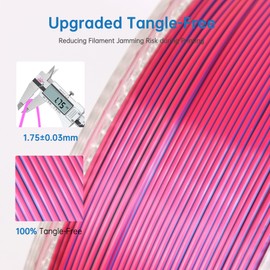 LOTACTREE Silk PLA 3D Printer Filament Triple Colors (Rose Red/Green/Sky Blue), Premium 1.75mm PLA Silk Filament with +/-0.03mm Accuracy, 1kg Spool (2.2lbs)