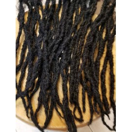 Human hair dread locks 100% Human Hair Locks handmade Dreadlocks 2 pieces 4mm thick 15'' color 1b