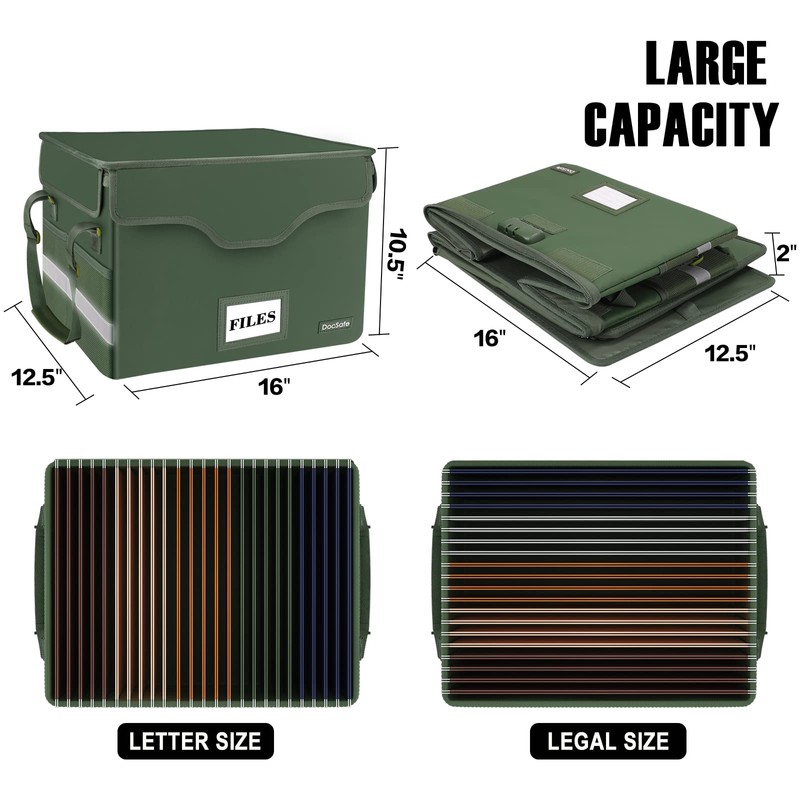 DocSafe Fireproof Document Box with Lock,File Storage Organizer with Mesh