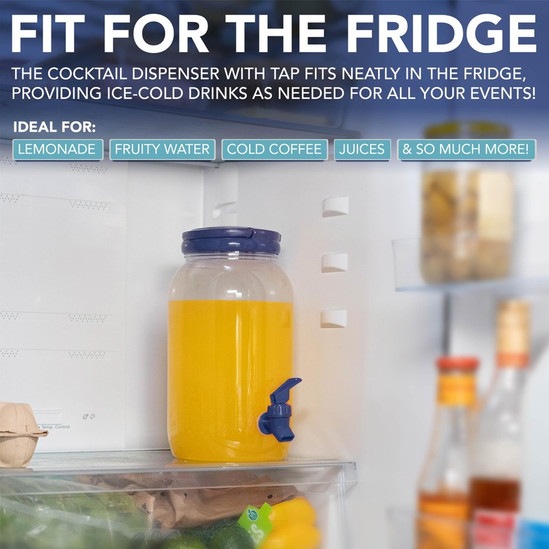 HEFTMAN Plastic Beverage Dispenser with Tap, 3L Cold Water Dispenser