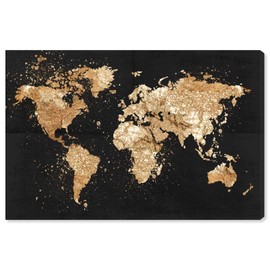 Maps and Flags Wall Art Canvas Prints 'Mapamundi on The Rocks Night' World Maps