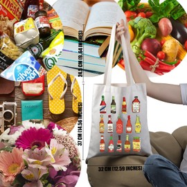 PWHAOO Hot Spicy Meal and Sauce Lover Gift Spicy Food Lover Chilli Sauce Tote Bag Spice Lover Handbag Foodie Gift (Chilli Sauce T)