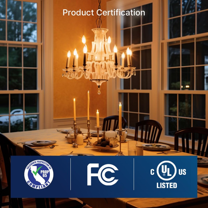 FLSNT 40W Equivalent LED Chandelier Light Bulbs, Dimmable Amber LED