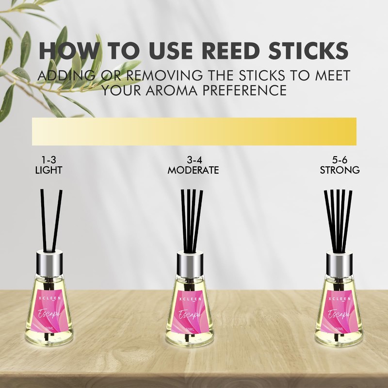 Xcleen 3 Pack Reed Diffuser, Scented Oil Diffuser with 15
