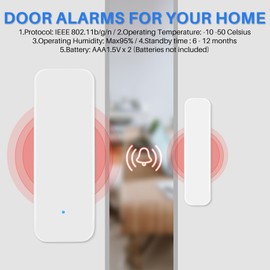 Gokelomg Tuya Smart WiFi Door Sensor Door Open/Closed Detectors Compatible with Home IFTTT Tuya App
