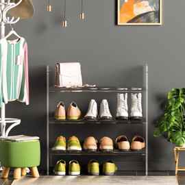 Giznzg Acrylic Shoe Rack for Entryway, 3-Tier Free Standing Shoe Organizer, Minimalist Design Perferct for Door Entrance, Closet, Living Room (XL)