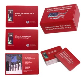 US Citizenship Flash Cards 2025, 3.5”x2.5” Flashcards for The United States Citizenship Exam, Naturalization Test Study Guide American Civics 100 USCIS Questions and Answers Flashcards