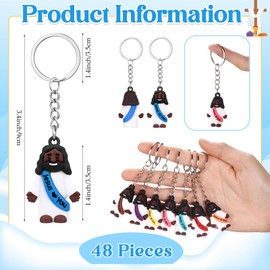 Sumind 48 Pcs Jesus Toys Figurine Christian Keychain Jesus Doll Religious Keychain Bulk Classic Christian Rings for Christ(Fluorescent Color,Black Jesus Loves You)
