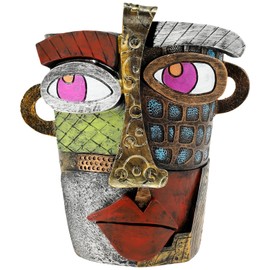 Abstract Face Flower Pot Resin Abstract Head Planter Pot Colorful Abstract Beauty Planter Pot Artistic Face Art Abstract Pot Portable Abstract Plants Container with Handle for Home Decor Plants (02)