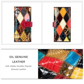 Eysee Women's Large Genuine Leather Wallet with Card Slots and Photo Window, Mode 4-b, M, Classic