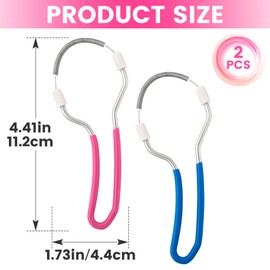 YALOJE 2pcs Manual Facial Hair Remover, Portable Stainless Steel Spring Epilator, Mild Facial Threading Hair Remover for Women Men - Blue, Pink