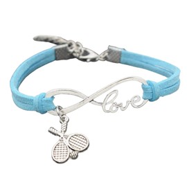 Tennis Bracelet- Infinity Love Tennis Racket Charm Bracelet, Tennis Jewelry for Tennis Players, Tennis Gift for Women Blue
