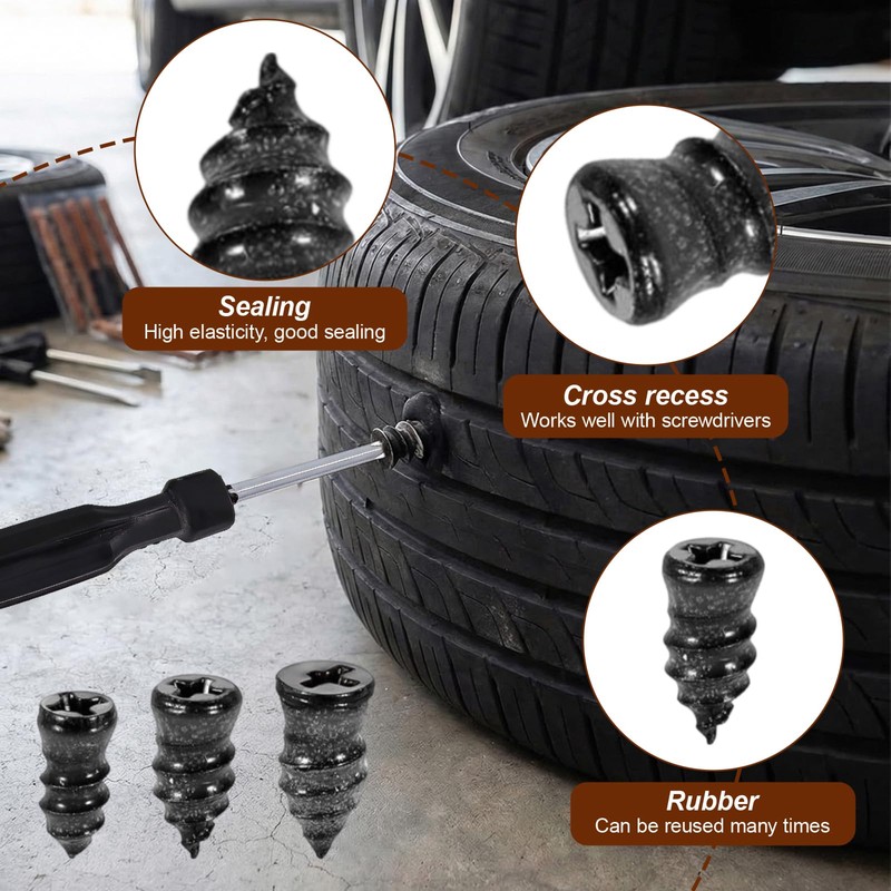 WZHHDM 101PCS Tyre Repair Screws, 3 Sizes Car Tyre Puncture