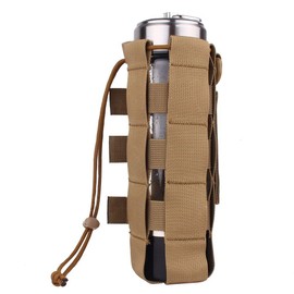 DONGKER Molle Bottle Holder, Tactical Military Water Bottle Bag, 0.5-2.5 L, Durable Bottle Holder, Bottle Carrier for Camping, Hiking, Cycling (Brown)
