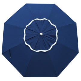 AMMSUN 7.8ft Seashore Umbrella, Outdoor Umbrella, Boho Beach & Patio Umbrella with UV 50+ Air Vent Ash Wood Pole Carry Bag & Water-Resistant Canvas Navy Blue