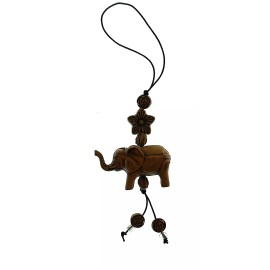 ELEFANTE CON ARDONOS MADERA  -ELEPHANT ORNAMENT WOOD  3"  (11348)