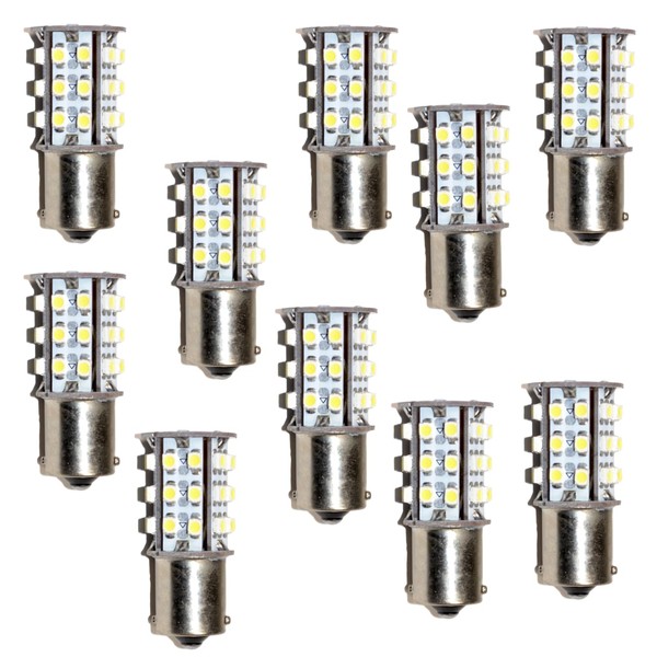 HQRP 10-Pack BA15s Bayonet Base 30 LEDs SMD 3528 LED Bulb Warm White Compatible with #1141#1156 Keystone RV Travel Trailer Camper