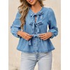 Tankaneo Womens Denim Tie Front Tops Babydoll Peplum Cute Blouse
