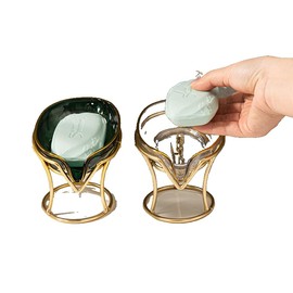 Simple Automatic draining Wrought Iron Transparent Gilding soap Box.Bathroom Storage Box. (Transparent)