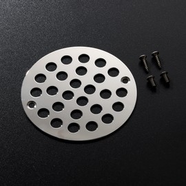 Evangeline 4 Inch Shower Drain Cover Replacement Bathroom Grate Drain Strainer Round (Chrome)