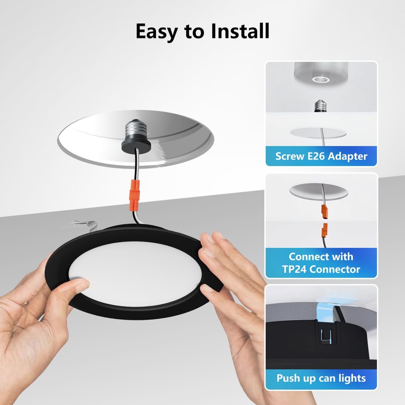 LVWIT 4 Inch Black LED Recessed Lighting, Slim Can Lights,