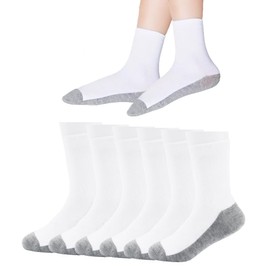 Kolally - Calcetines de vestir blancos para niños, 6 pares de calcetines de algodón para niños y niñas, sin costuras, para uniforme escolar diario, comodidad diaria
