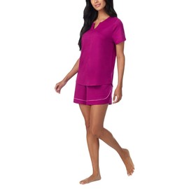 Carole Hochman Midnight Women’s 3-piece Elastic Waistband PJ Set with Pockets (Pink, X-Large)