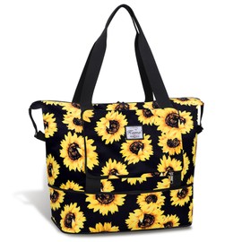 KAMO Travel Duffle Bag Expandable Weekender Overnight Bag With Wet Pocket, Foldable Tote Bag with Multiple Pockets Sports Gym Bag for Travel Yoga