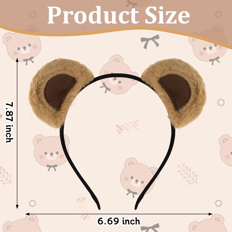 CURASA Brown Bear Ears Headband Animal Chipmunk Ears Teddy Bear