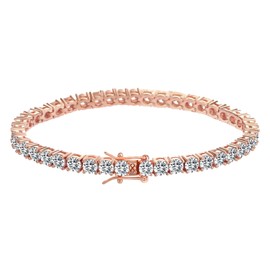 Dunnett Taylor Rose Gold Plated 4mm Cubic Zirconia Classic Tennis Bracelet for Women