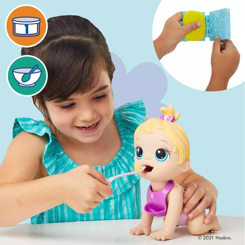 Baby Alive Lil Snacks 8" Baby Doll Blonde Hair Eats