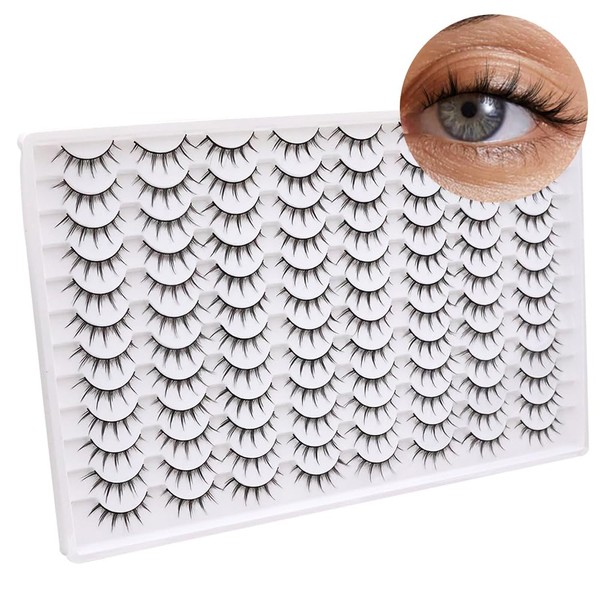 Azenlo False Eyelashes 48 Pairs Faux Mink Lashes 14mm Wispy