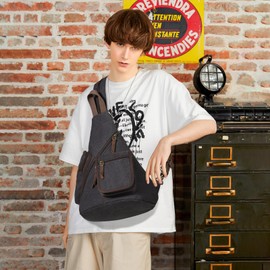 KL928 Men's Body Bag, Shoulder Bag, Cross-Body Bag, Large Capacity, Lightweight, One Shoulder Bag, Canvas, Waterproof, School, Commuting, Travel, Bicycle, Sports, Outdoor Activities, Women's, Black