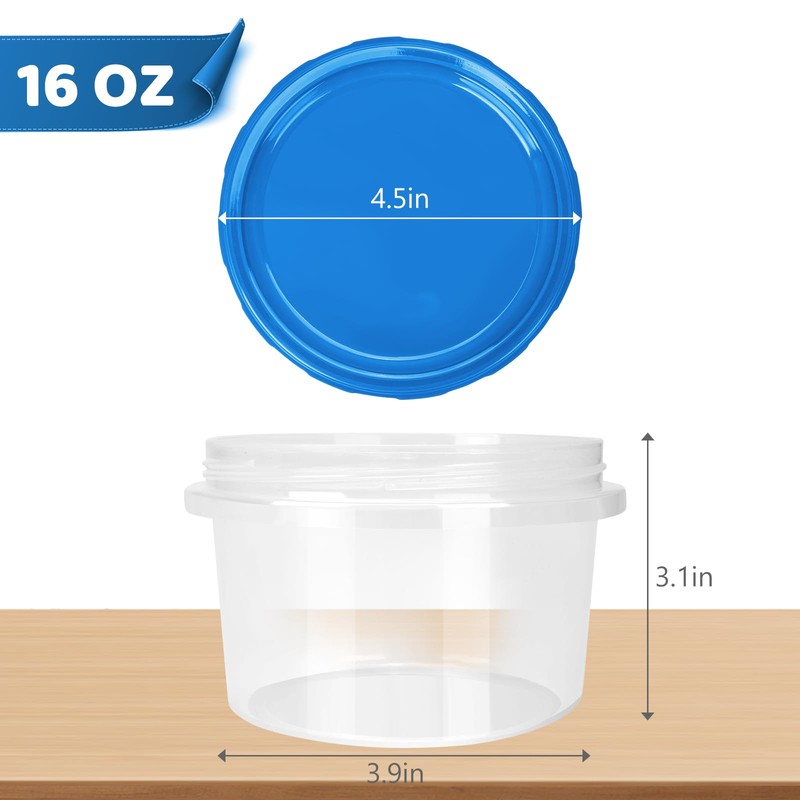 Freezer Containers with Twist Top Lids, Heavy Duty Round Airtight